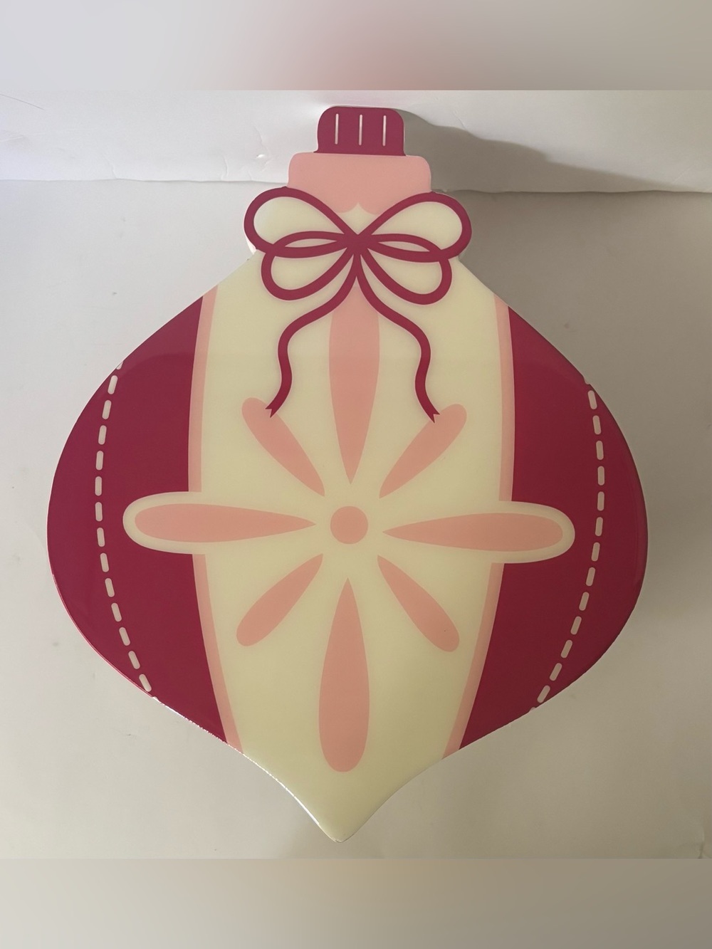 christmas Cream & Pink Ornament Shaped Tabletop Decor NEW NWT